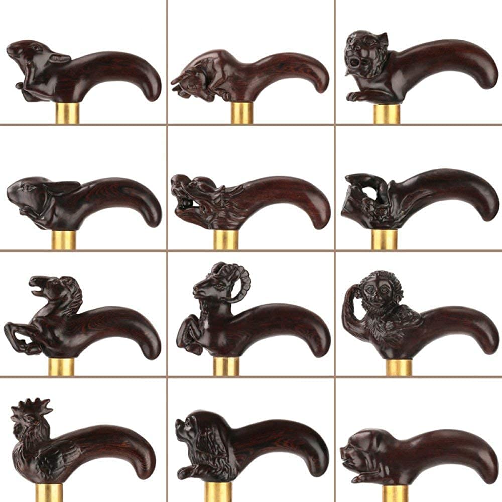 Amazon.co.jp: 木製杖中国の干支老人ウォーキングスティック木彫り杖